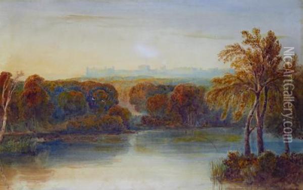 Windsor Castle From Virginia Water Oil Painting - William Havell