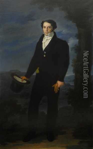 Retrato De Caballero Vestido De Negro Oil Painting - Rafael Tejeo