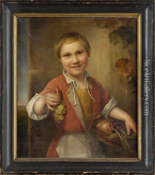 Der Junge Obstverkaufer. Oil Painting - Hendricus-Jacobus Burgers