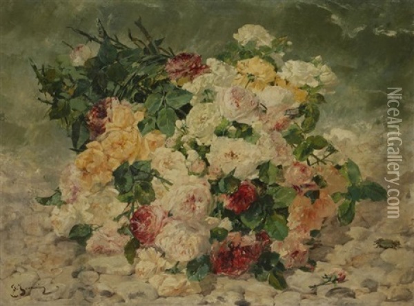 Bouquet De Fleurs Au Bord De Mer Oil Painting - Georges Jeannin