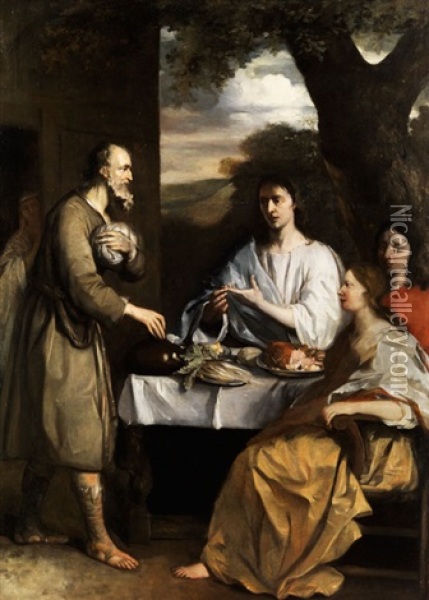 Abraham Bewirtet Die Drei Engel Oil Painting - Alonso del (il Sordillo) Arco