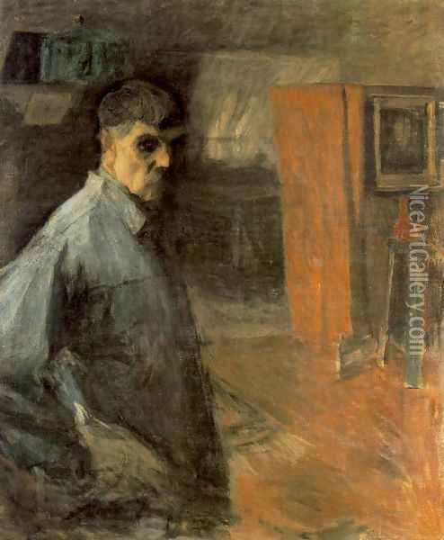 Self-portrait (1916) Oil Painting - Simon Hollosy