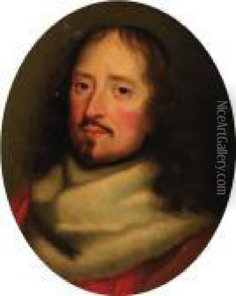 Portrait Of Guillaume De Lamoignon, Bust-length, In An Erminehood Oil Painting - Robert Nanteuil