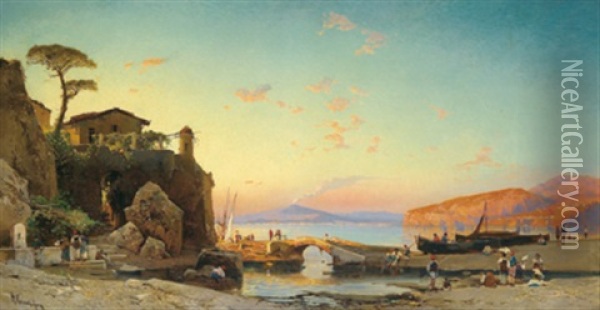 In Der Bucht Von Neapel Oil Painting - Hermann David Salomon Corrodi