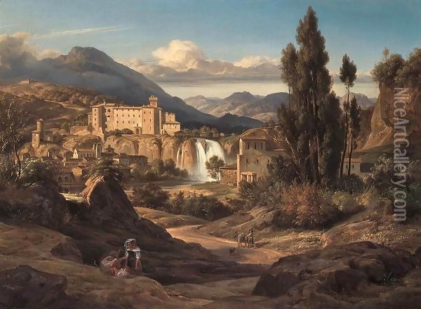 The Liris Waterfalls near Isola di Sora Oil Painting - Ernst Fries