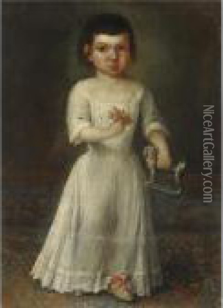 Ritratto Di Bambina Con Uva E Un Giocattolo In Mano Oil Painting - Pietro Longhi