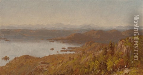 Lake George From Buck Mountain Oil Painting - Sanford Robinson Gifford