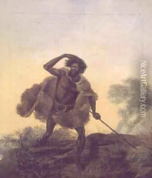 Aborigine with spear Oil Painting - Thomas Tyrwhitt Balcombe
