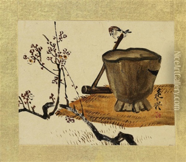 A Miniature Album Of Six Seasonal Urushi-e (lacquer Paintings) Oil Painting - Shibata Zeshin