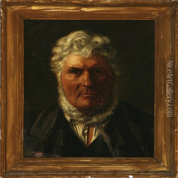Man With White Hair And Beard Oil Painting - Hans Christian Koefoed