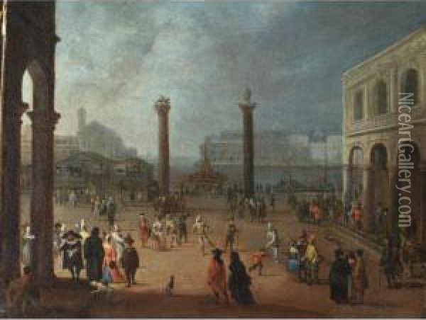 Venezia, Carnevale In Piazza San Marco Oil Painting - Joseph Heinz I