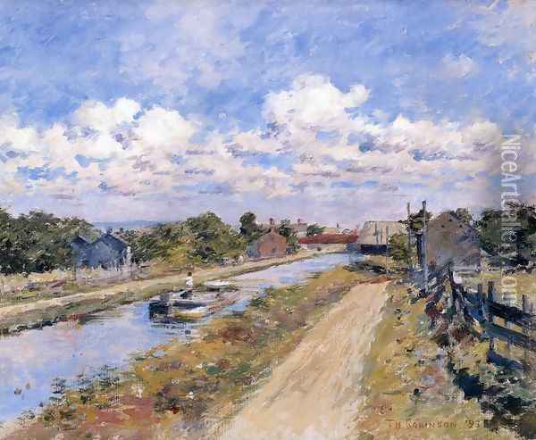 On The Canal (of Port Ben Series) Oil Painting - Theodore Robinson