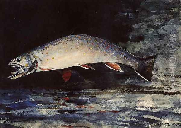 A Brook Trout Oil Painting - Winslow Homer