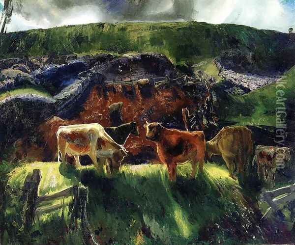 Cattle And Pig Pen Oil Painting - George Wesley Bellows