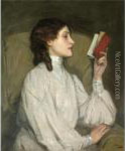 Miss Auras, The Red Book Oil Painting - John Lavery