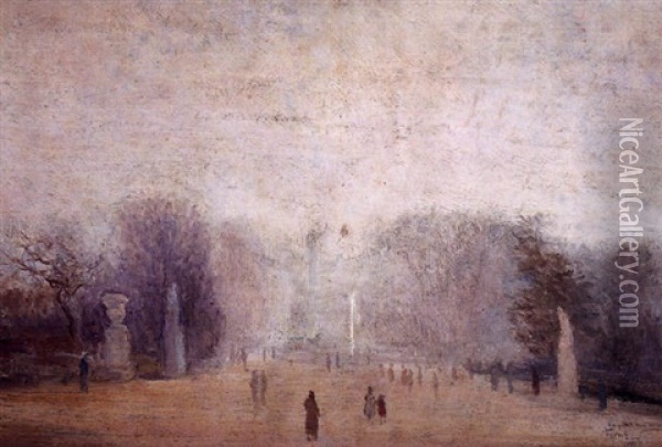 Parque De Paris Oil Painting - Rafael Forns y Romans