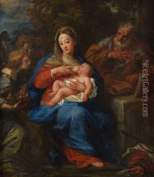 Sainte Famille Servie Par Les Anges Oil Painting - Giuseppe Passeri