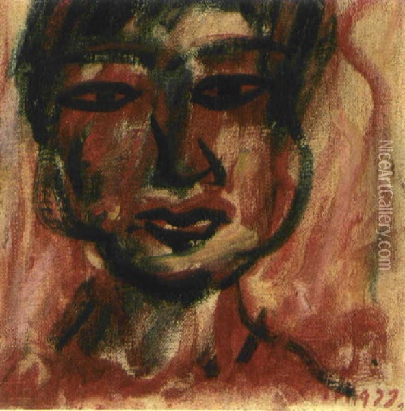 Face Of A Woman Oil Painting - Toshiyuki Hasegawa