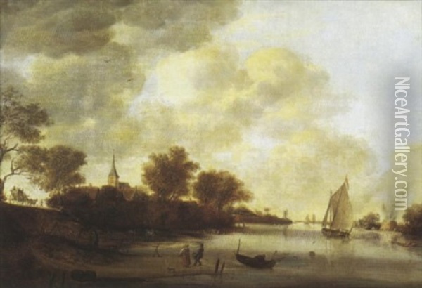 Le Retour Des Pecheurs Oil Painting - Salomon van Ruysdael