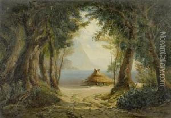 Probably The Shore Of Lake Lucerne Oil Painting - Jost Joseph Niklaus Schiffmann