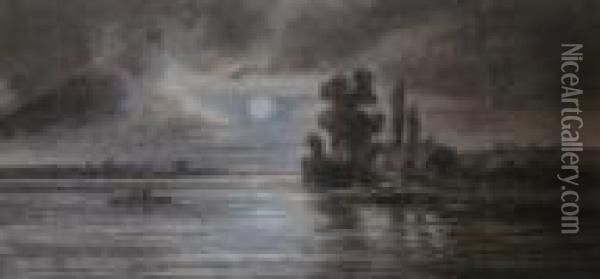 Effet De Lune Sur L'etang Oil Painting - Jules Achille-Noel