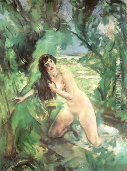 Bathing Woman (Susanna) 1920 28 Oil Painting - Istvan Csok
