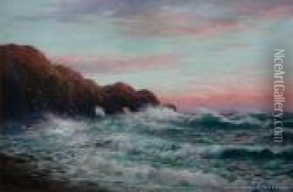 Cargills Cliffs, Dunedin Oil Painting - William George Baker