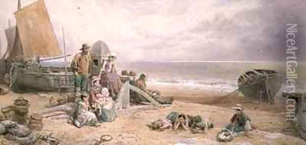 Rottingdean Beach Scene Oil Painting - Myles Birket Foster