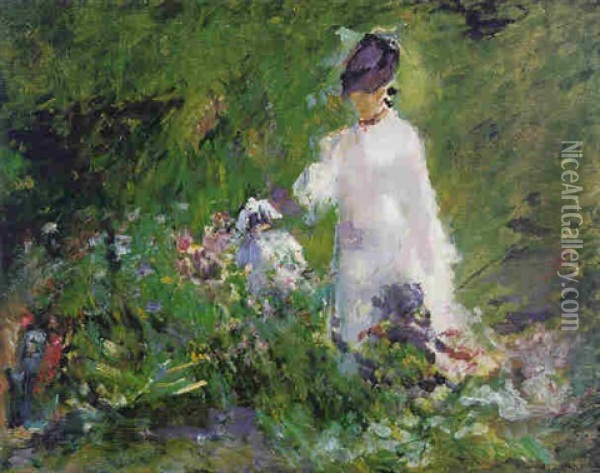 Jeune Femme Dans Les Fleurs Oil Painting - Edouard Manet