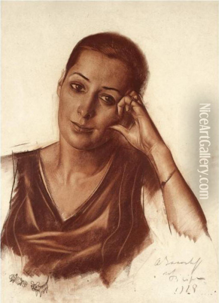 Portrait Of A Lady Oil Painting - Alexander Evgenievich Yakovlev