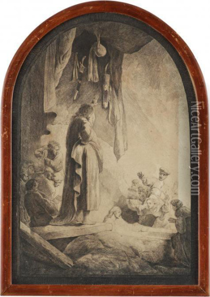 The Raisinig Of Lazarus: Large Plate Oil Painting - Rembrandt Van Rijn