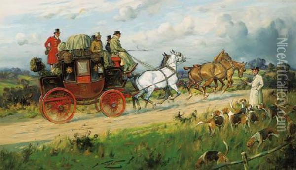 The Mail Coach Oil Painting - George Wright