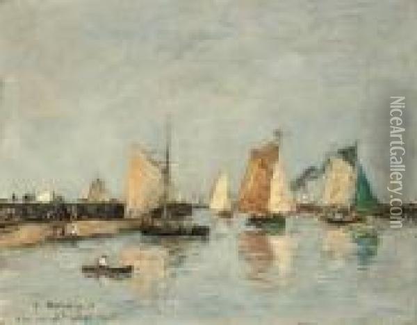 Trouville, La Rentree Des Barques Oil Painting - Eugene Boudin
