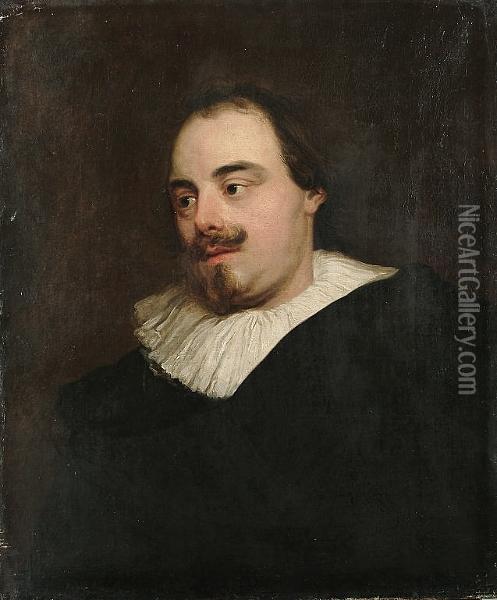 A Portrait Of Pieter Stevens, Bust-length, In Black Costume With A Ruff Oil Painting - Sir Anthony Van Dyck