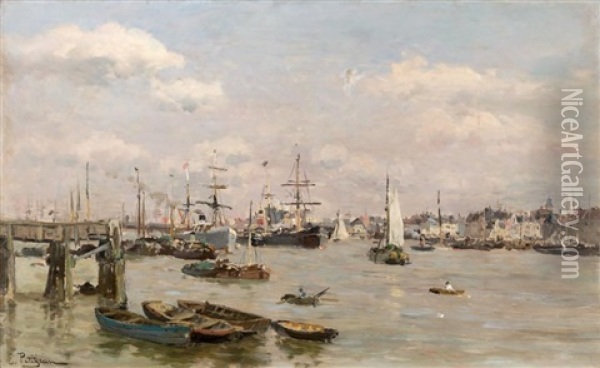 Le Port De Trouville Oil Painting - Edmond Marie Petitjean