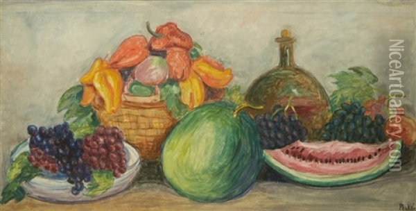 Still Life With Fruits Oil Painting - Jean Peske