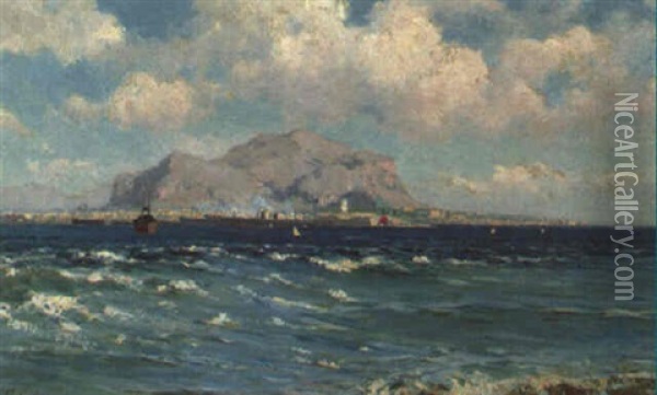Palermo Dal Mare Oil Painting - Francesco (Luigi) Lojacono