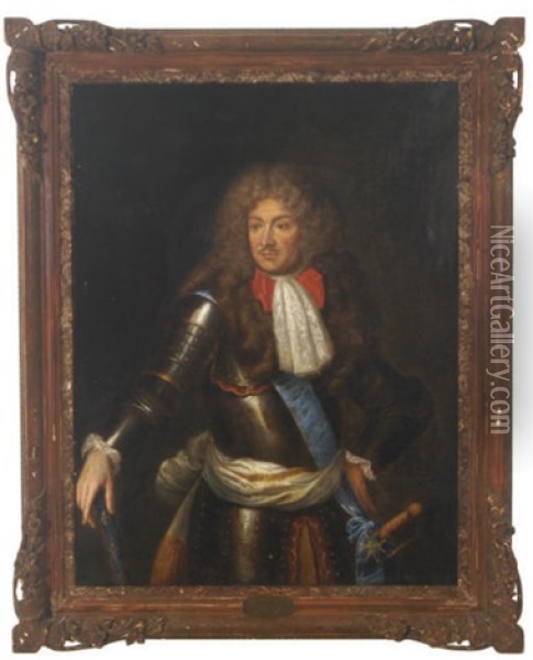Portrait Of The Duke Of Berwick In Armor Oil Painting - Robert Levrac-Tournieres