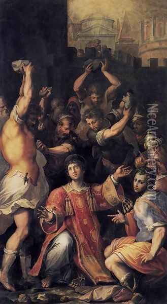 Martyrdom of St Stephen 1560s Oil Painting - Giorgio Vasari