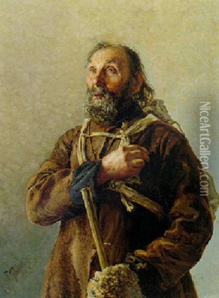 A Wanderer Oil Painting - Tikhon Nikoleavich Blinchikov