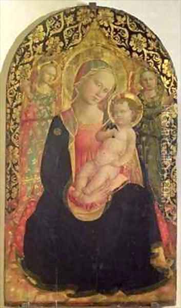 Madonna of Humility with two angels Oil Painting - Michelino Domenico di