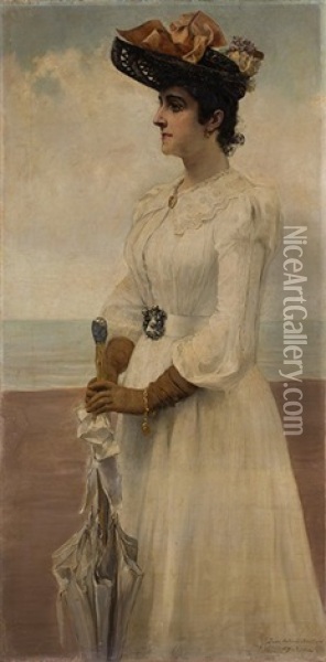 Retrato De Leopoldina Tuero O'donnell Oil Painting - Juan Antonio Benlliure y Gil