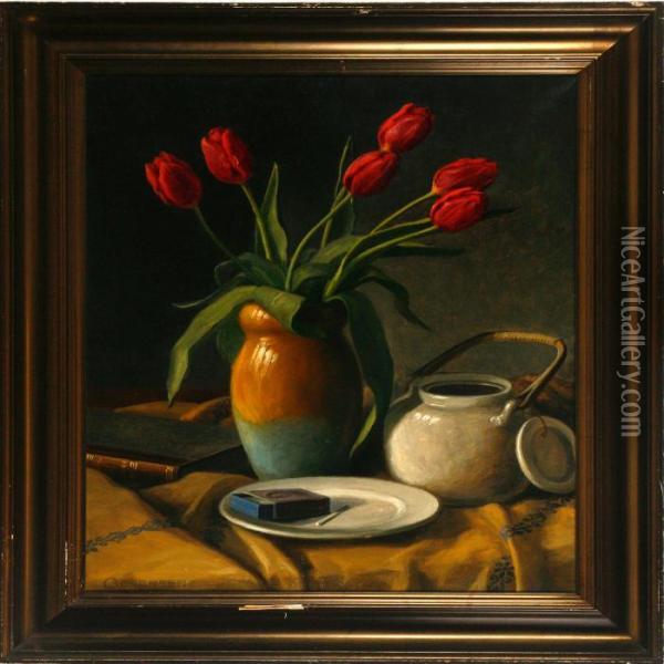 Still Life With Tulips Oil Painting - C. Sorensen