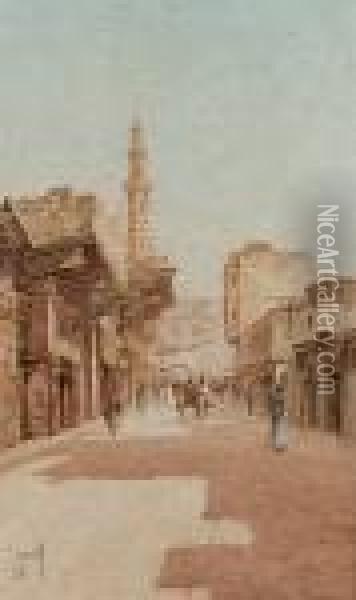 Cairo Street Scene Oil Painting - Spyridon Scarvelli