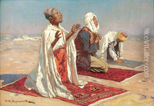 Modlacy Sie Arabowie Oil Painting - Feliks M. Wygrzywalski