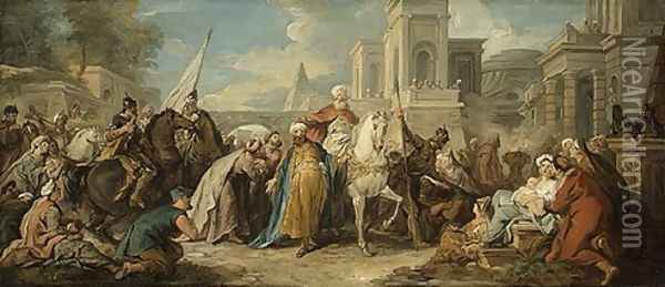 Triumph of Mordecai Oil Painting - Jean Francois de Troy