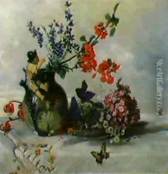 Blumenstilleben Oil Painting - Eduard Gehbe