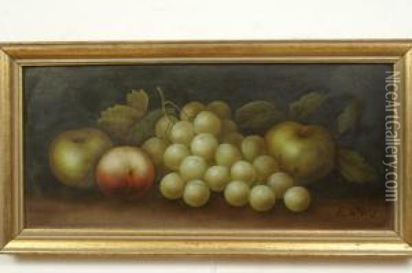 Still Life, Apples And Grapes Oil Painting - Edwin Steele