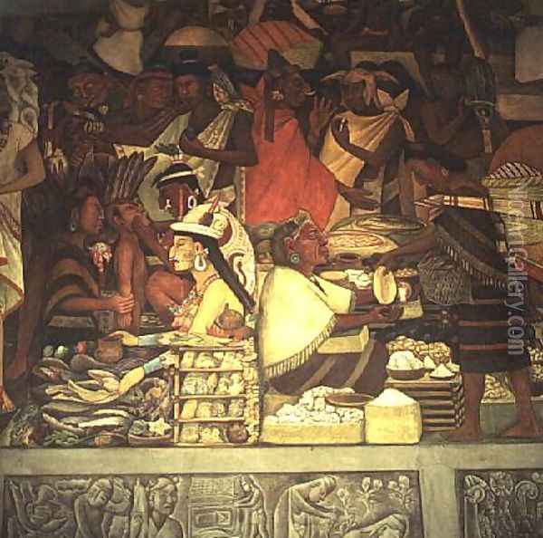 The Market Place Oil Painting - Diego Rivera