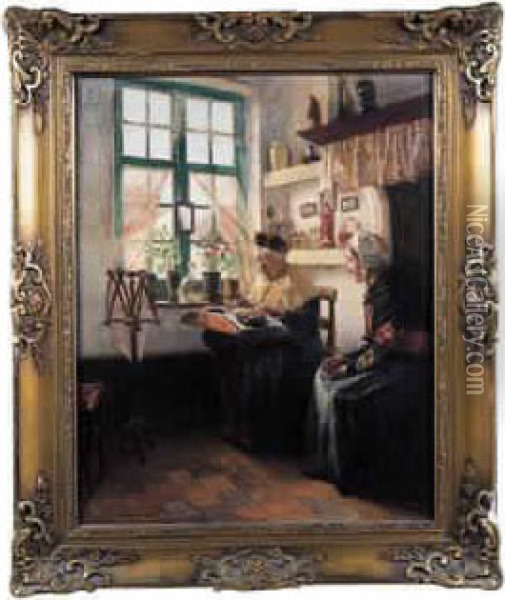 Interieur Flamand Oil Painting - Georges Hippolyte Dilly